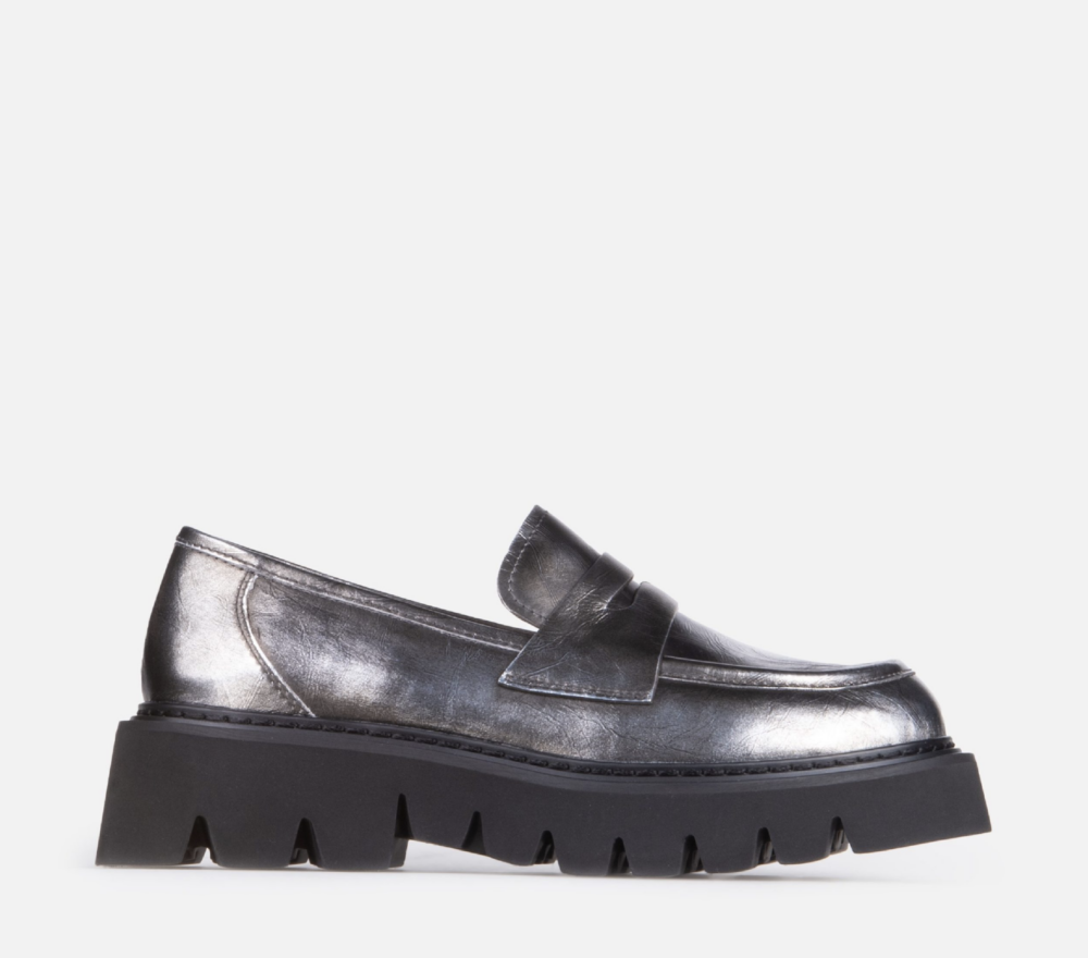 silver leather loafers