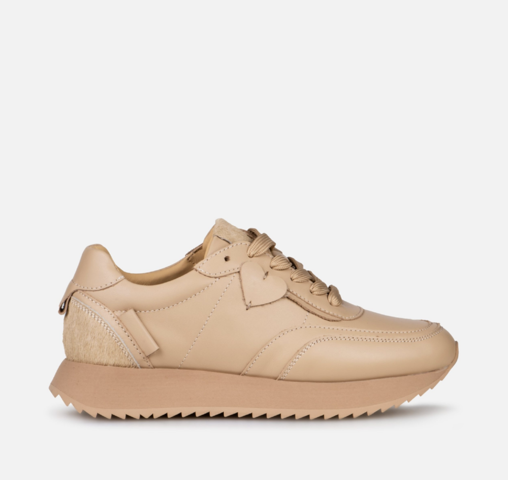beige leather sneakers