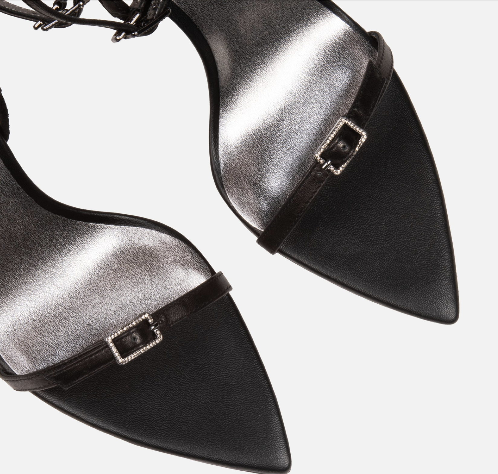 black strappy high heel sandals