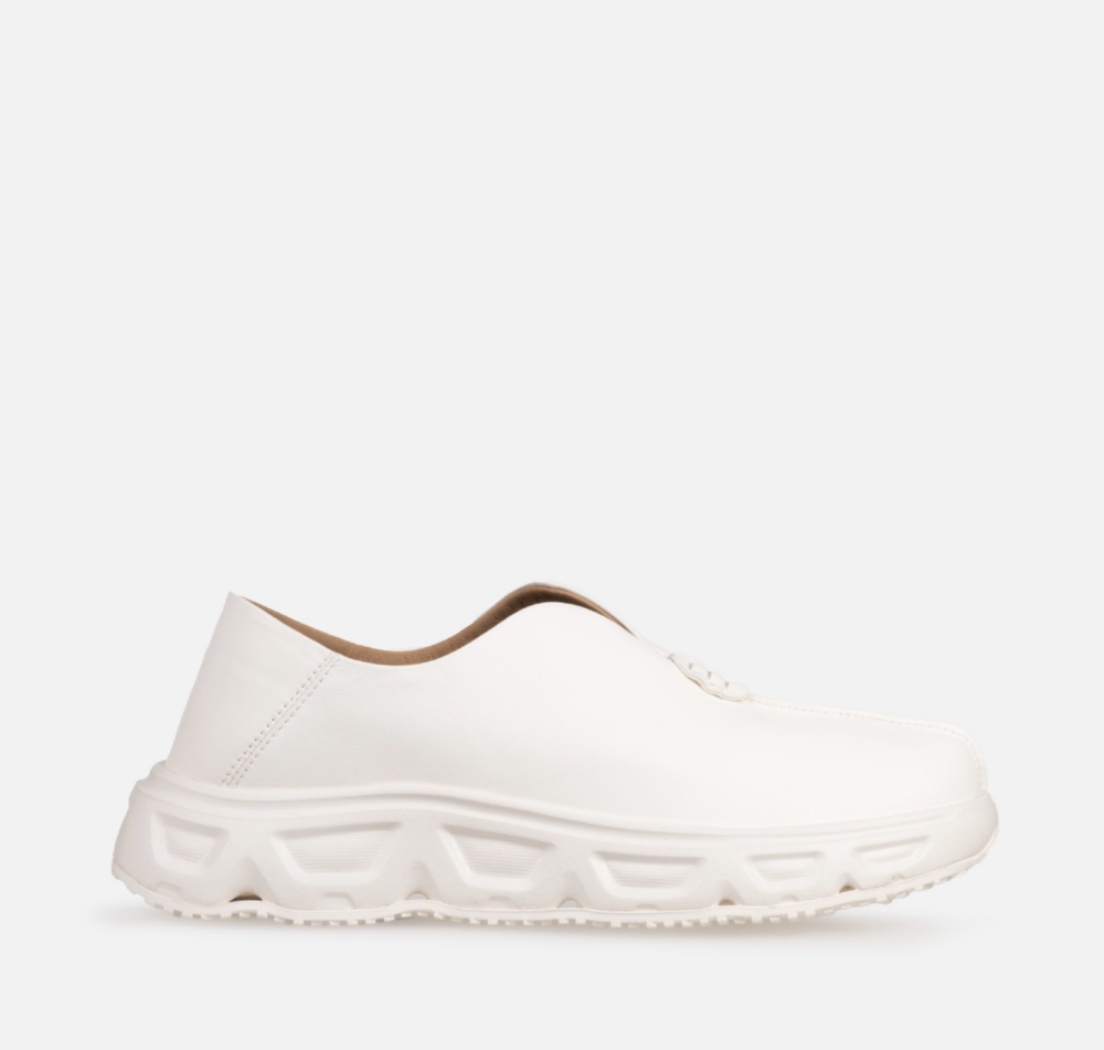 black leather sneakers