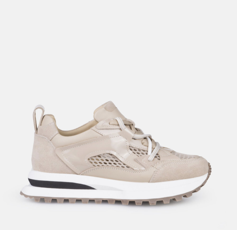 beige leather sneakers