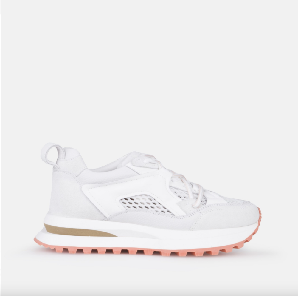 white leather sneakers