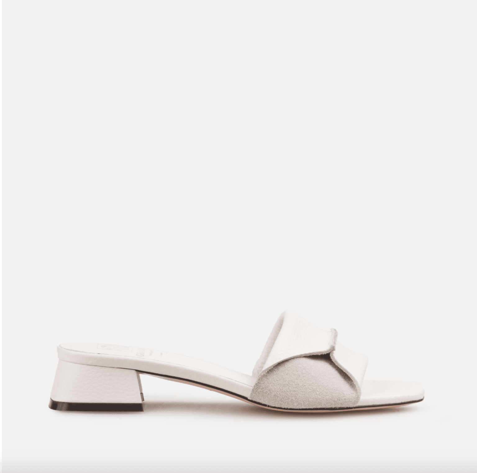 white leather mules